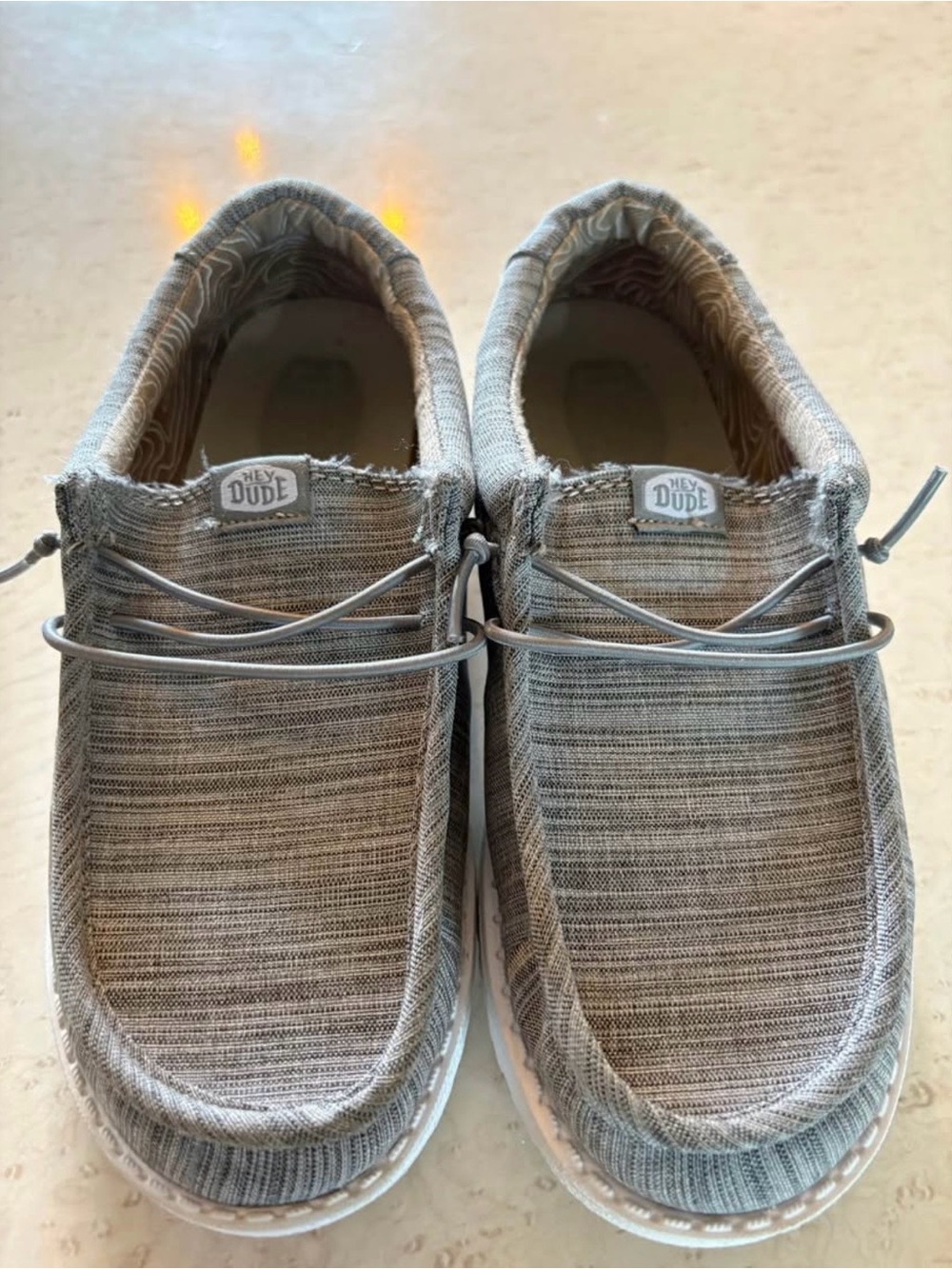 Hey Dude Kid Youth Slip -On Canvas Loafers in Light Gray